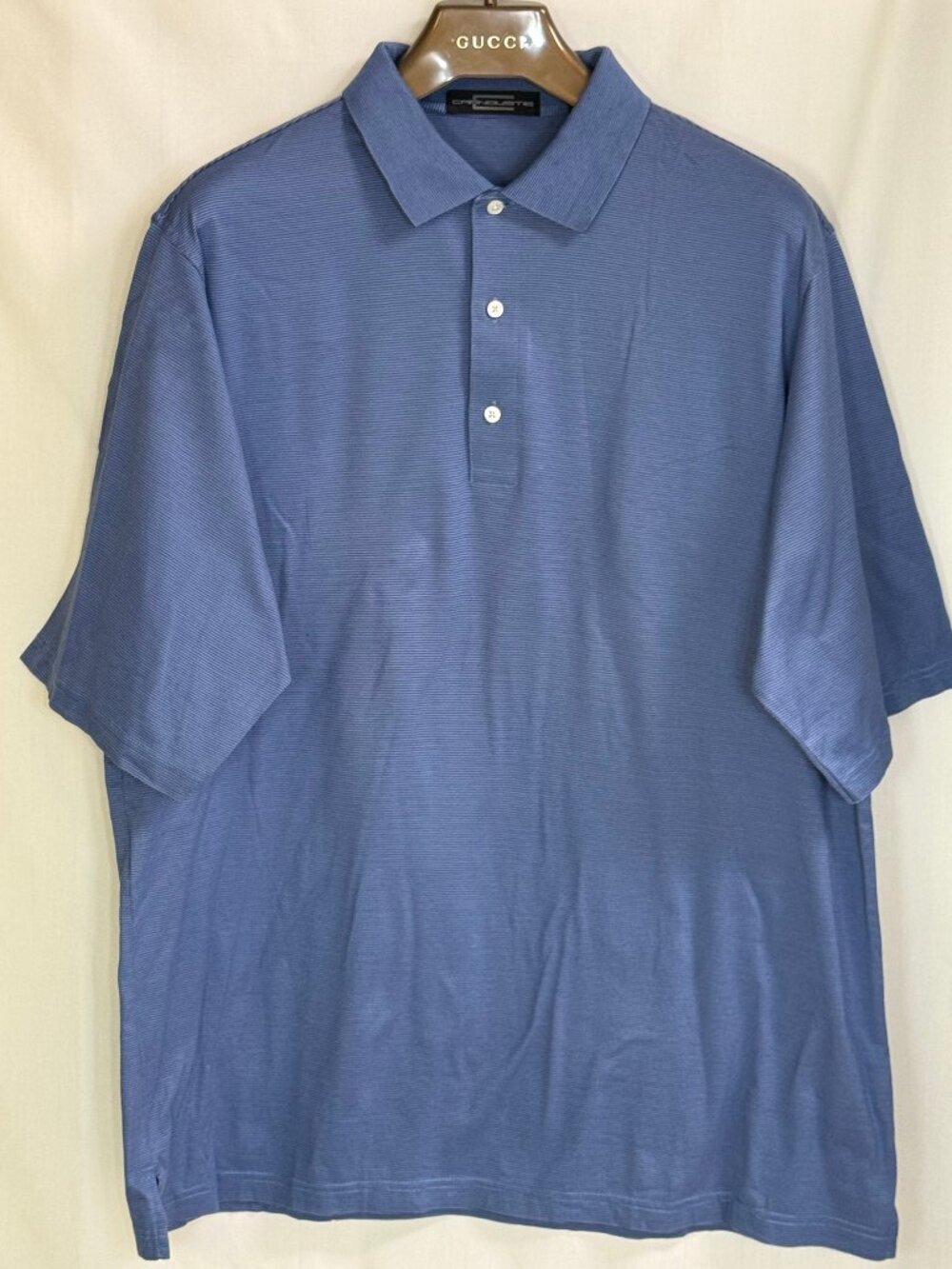 Carnoustie Men's Short Sleeves w/ Collar Pinstripe Polo Shirt - Denim Blue - XL